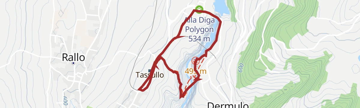 Route map: Anello nel canyon di Santa Giustina passando per l'omonimo Eremo